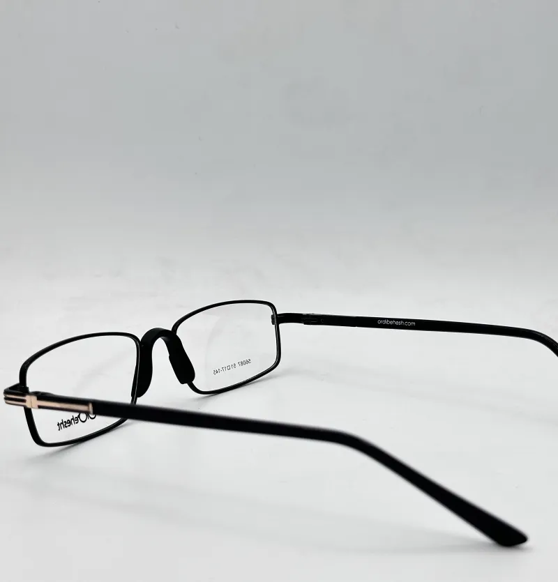عینک طبی مردانه فلزی دسته فنر دار و دیزاین مشکی مدل 56083