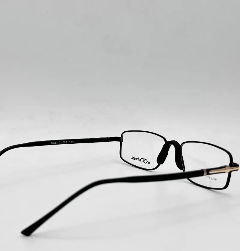 عینک طبی مردانه فلزی دسته فنر دار و دیزاین مشکی مدل 56083
