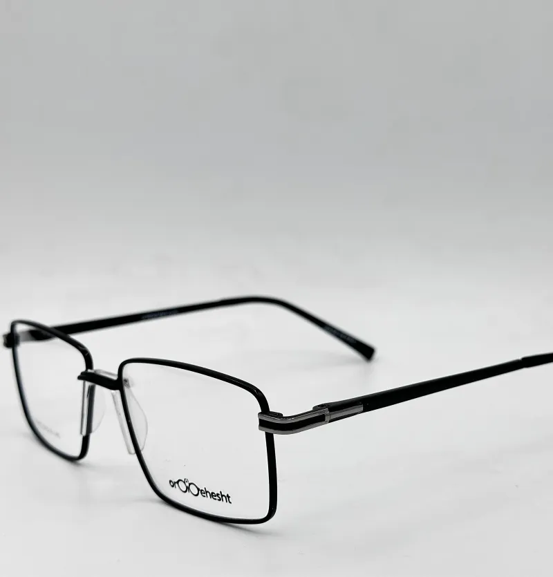 عینک طبی مردانه فلزی دسته فنر دار و دیزاین مشکی مدل S5942