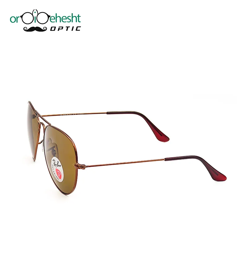 عینک آفتابی Ray‑Ban RB3025 Aviator طلایی با لنز قهوه‌ای UV400