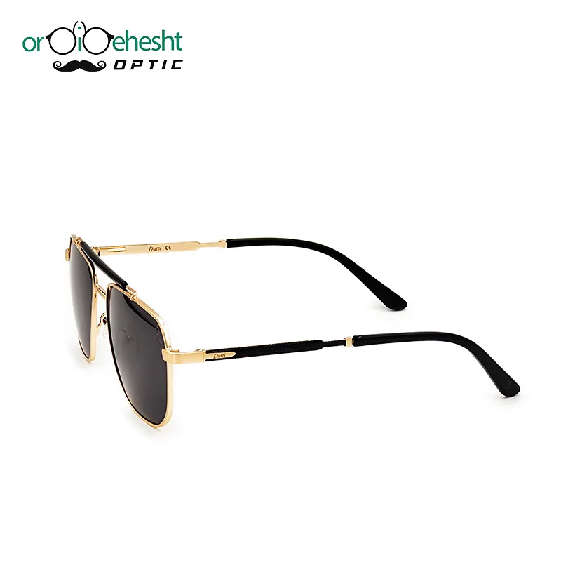 عینک آفتابی فلزی طلایی مدل 6637 طرح DUTTI با لنز مشکی UV400
