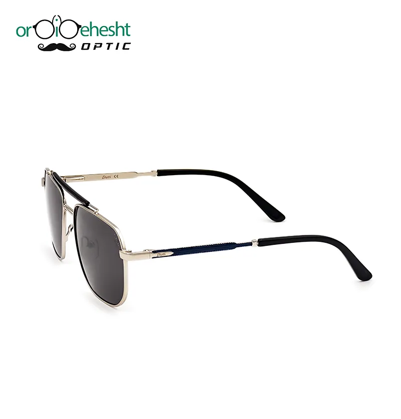 عینک آفتابی فلزی نقره‌ای مدل 6637 طرح DUTTI با لنز مشکی UV400