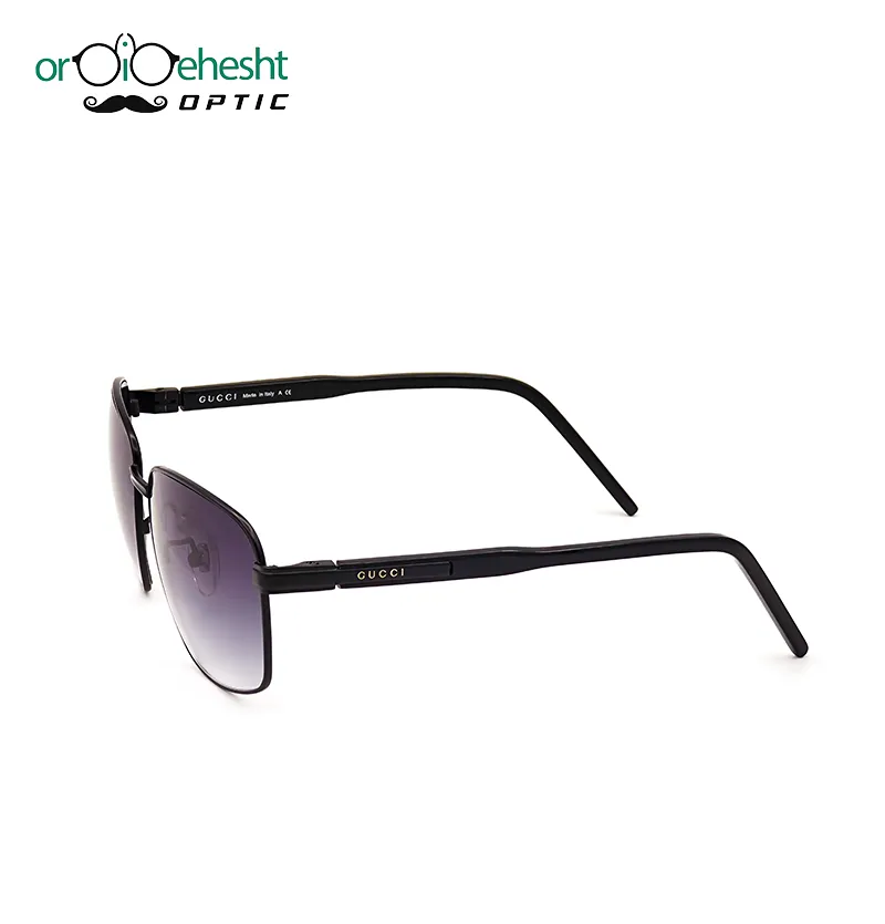 عینک آفتابی فلزی مشکی مدل 1230 طرح GUCCI با لنز طوسی گرادیانت UV400