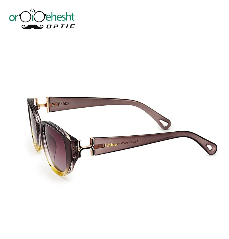 عینک آفتابی زنانه فریم قهوه‌ای–عسلی گرادیانت | لنز بنفش گرادیانت UV400 | مدل فشن سبک