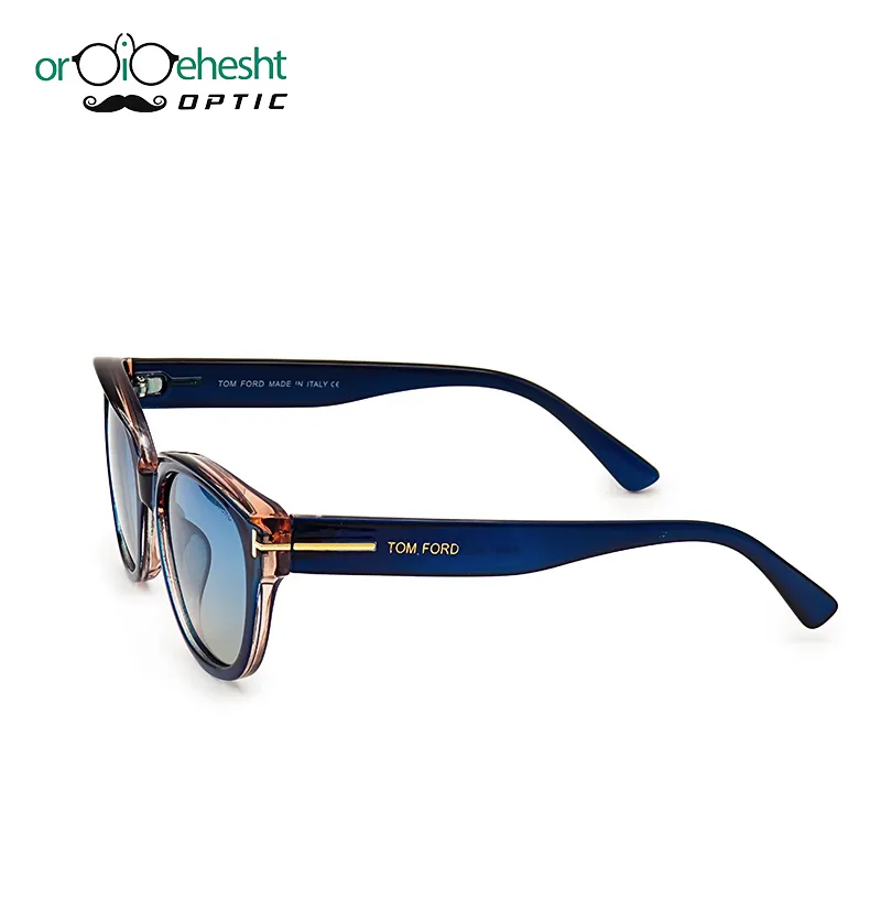 عینک آفتابی زنانه فریم دودی تیره | لنز آبی آینه‌ای UV400 | طراحی فشن لاکچری