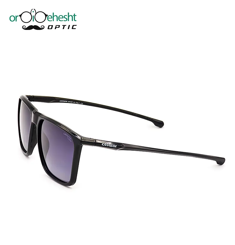 عینک آفتابی Carrera مردانه | فریم مشکی‌ نقره‌ای | لنز دودی UV400 | مدل اسپرت مستطیلی