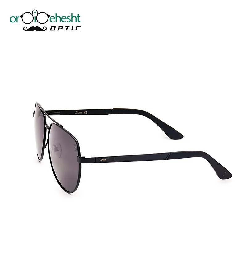 عینک آفتابی مردانه مدل 6603 طرح DUTTI با فریم فلزی مشکی و لنز طوسی UV400