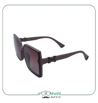 عینک آفتابی HERMÈS | فریم هندسی مشکی با لنز گرادیانت بنفش