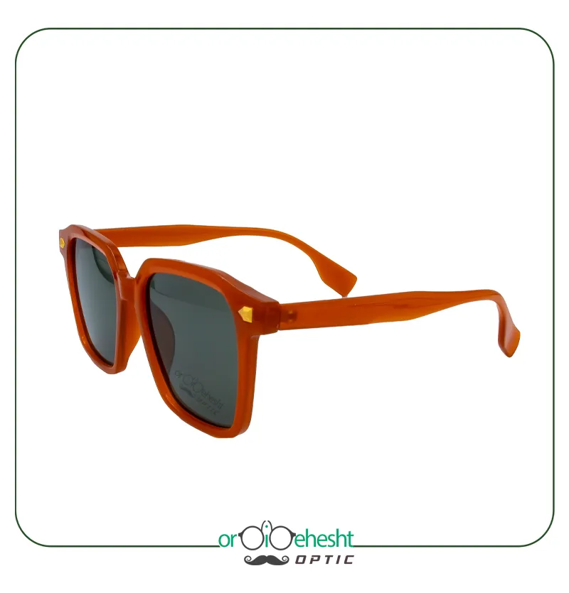 عینک آفتابی Ordibehesht | فریم عسلی مربع با لنز سبز