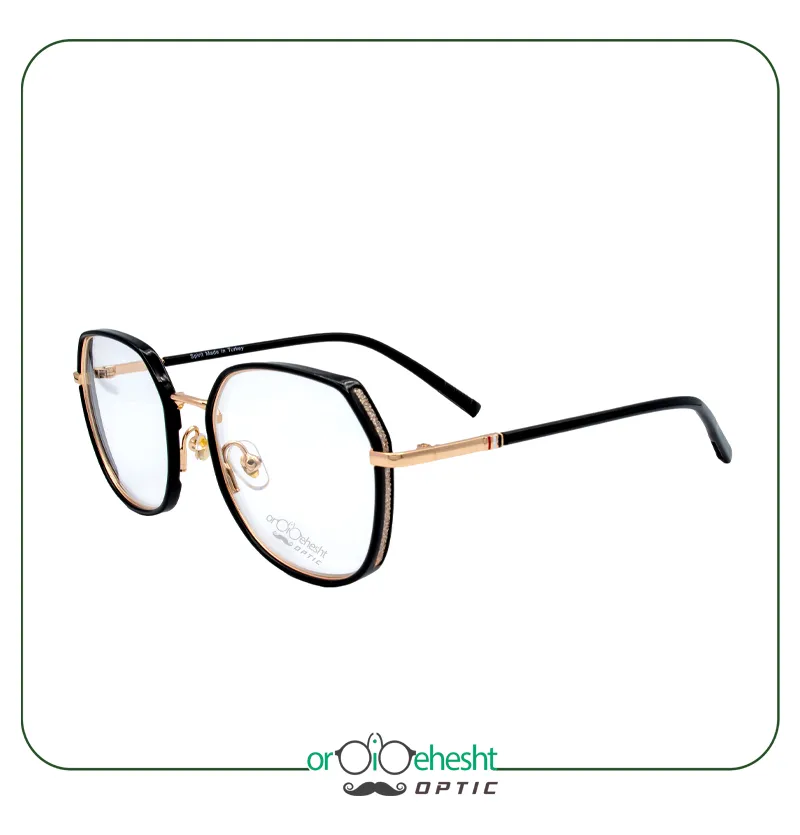 عینک طبی زنانه گرد مشکی و طلایی - خرید آنلاین
