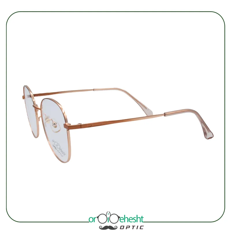 عینک طبی گرد فلزی طلایی شیک و سبک