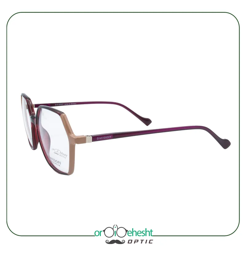 عینک طبی DAVIDOFF با فریم شش‌ضلعی ترنسپرنت | طراحی هندسی خاص