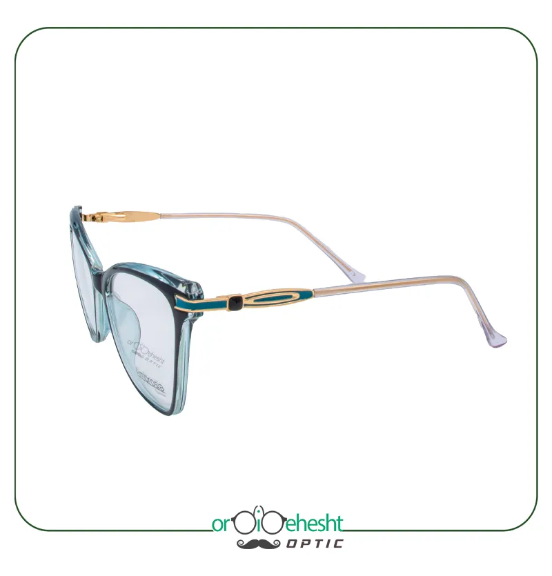 عینک زنانه Ambrosia کت‌آی | فریم مشکی با جزئیات طلایی-فیروزه‌ای